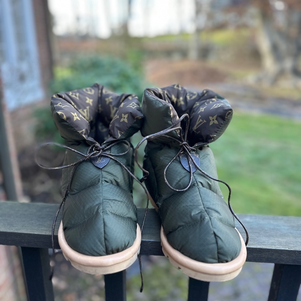 Louis Vuitton Dark Green Quilted Ankle Booties - Picture 2 of 7